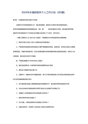 2024年乡镇财政所个人工作计划（共5篇）.docx