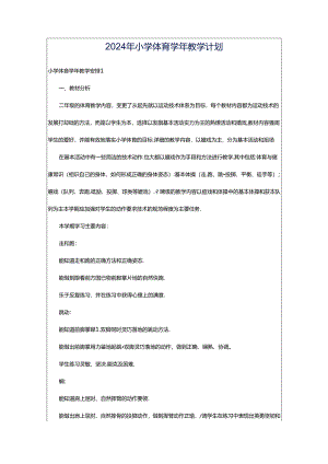 2024年小学体育学年教学计划.docx