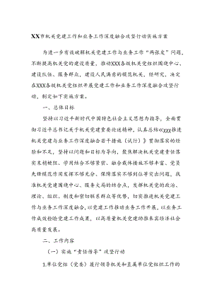 XX市机关党建工作和业务工作深度融合攻坚行动实施方案.docx