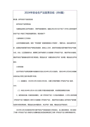 2024年安全生产法宣贯总结（共6篇）.docx