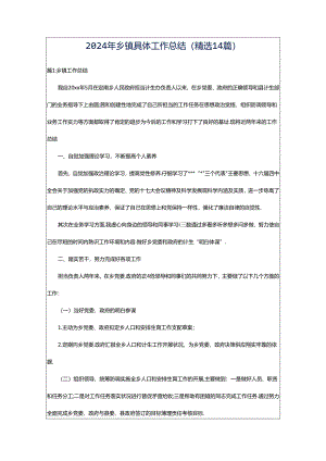2024年乡镇具体工作总结（精选14篇）.docx