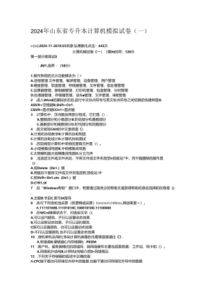 2024年山东省专升本计算机模拟试卷.docx