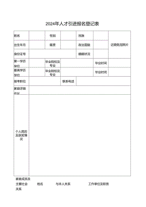 2024年人才引进报名登记表.docx