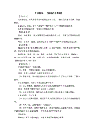 大班科学《神奇的中草药》大班科学《神奇的中草药》教学设计.docx