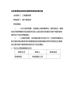 山东某某物业危机处理停热紧急处理方案.docx