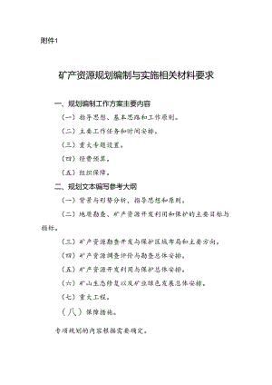 矿产资源规划编制与实施相关材料要求.docx