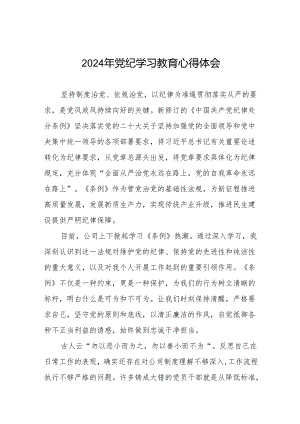 2024年党纪学习教育六项纪律学习体会研讨发言4篇.docx