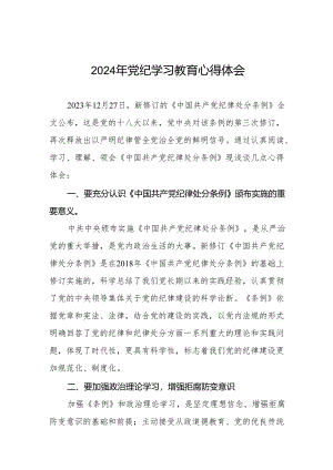 2024年党纪学习教育六大交流的心得体会发言稿四篇.docx