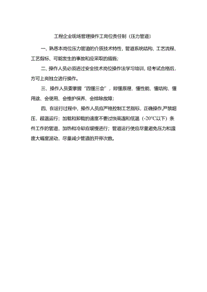 工程企业现场管理操作工岗位责任制（压力管道）.docx