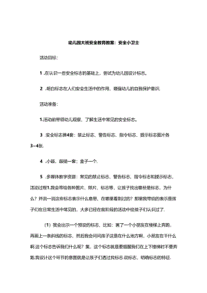 幼儿园大班安全教育教案范例5篇精选.docx
