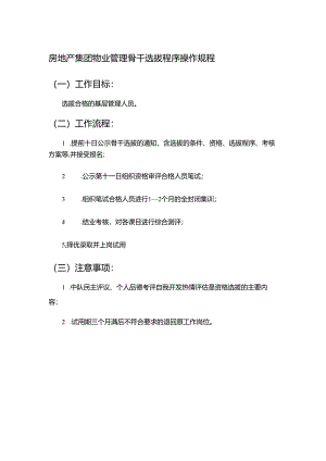 房地产集团物业管理骨干选拔程序操作规程.docx