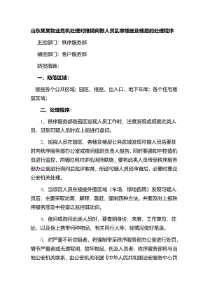 山东某某物业危机处理对推销闲散人员乱窜楼座及楼层的处理程序.docx