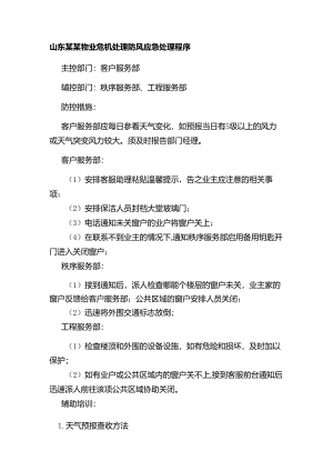 山东某某物业危机处理防风应急处理程序.docx