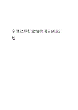 金属丝绳行业相关项目创业计划书.docx