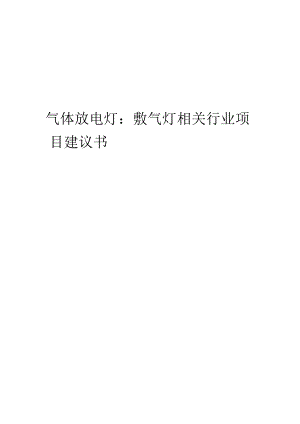 气体放电灯：氙气灯相关行业创业项目建议书.docx