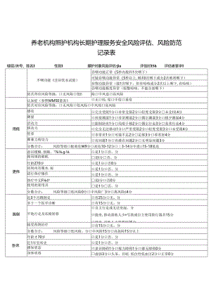 养老机构照护机构长期护理服务安全风险评估、风险防范记录表1-3-5.docx