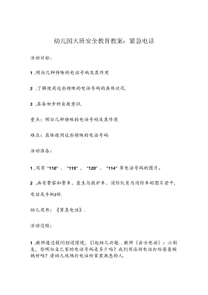 幼儿园大班安全教育培训教案模板精选5套.docx