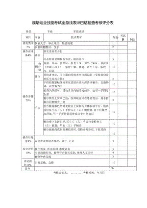 规培结业技能考试全身浅表淋巴结检查考核评分表.docx
