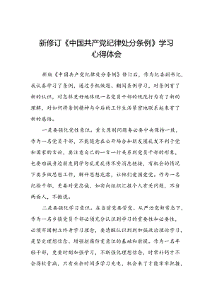 2024新修订中国共产党纪律处分条例六大纪律研讨发言心得体会22篇.docx