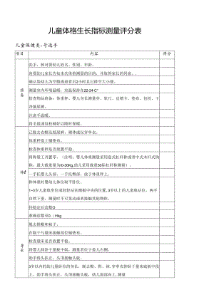 儿童体格生长测量评分表.docx