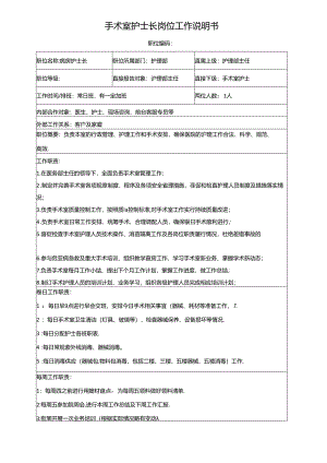 医院手术室护士长岗位说明书.docx