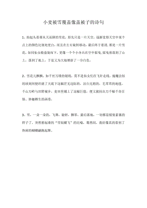 小麦被雪覆盖像盖被子的诗句.docx