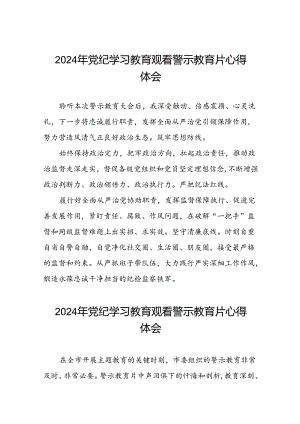 党员干部2024年党纪学习教育观看警示教育片心得感悟十二篇.docx