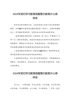 党员干部2024年党纪学习教育观看警示教育片心得体会发言材料十二篇.docx