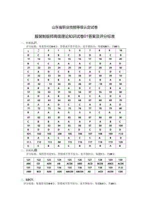 2024年山东省职业技能等级认定试卷 真题 服装制版师高级理论知识试卷答案及评分标准.docx