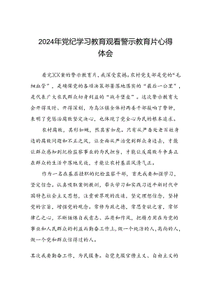 党员干部关于2024年党纪学习教育警示教育的心得体会发言材料十二篇.docx