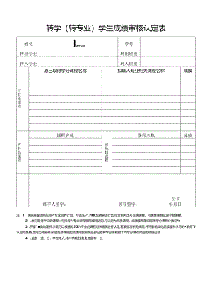 转学（转专业）学生成绩审核认定表.docx