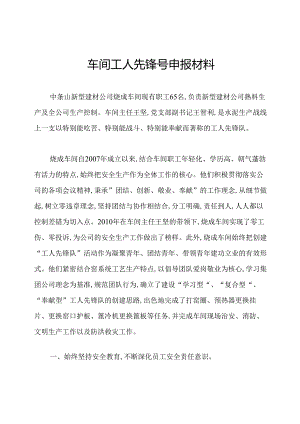 车间工人先锋号申报材料.docx