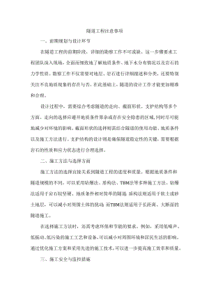 隧道工程注意事项.docx