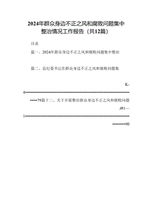 2024年群众身边不正之风和腐败问题集中整治情况工作报告（共12篇）.docx