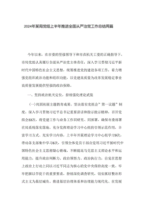 2024年某局党组上半年推进全面从严治党工作总结两篇.docx