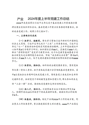 产业园2024年度上半年党建工作总结.docx