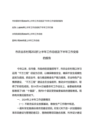 市农业农村局2024年上半年工作总结及下半年工作安排的报告.docx
