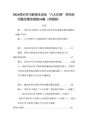 2024党纪学习教育生活会“六大纪律”存在的问题及整改措施16篇（详细版）.docx