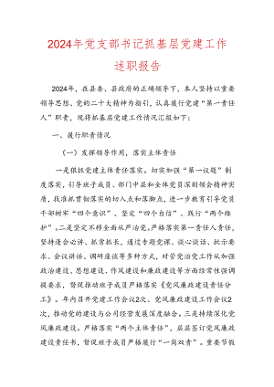 2024年党支部书记抓基层党建工作述职报告.docx