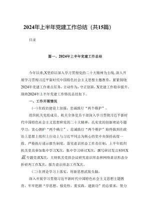 2024年上半年党建工作总结15篇供参考.docx