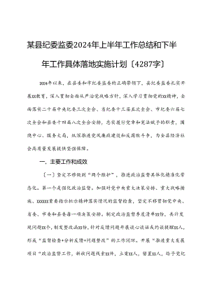 某县纪委监委2024年上半年工作总结和下半年工作计划.docx