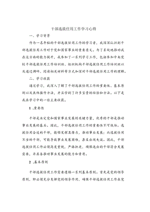 干部选拔任用工作学习心得.docx