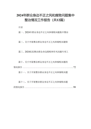 2024年群众身边不正之风和腐败问题集中整治情况工作报告12篇供参考.docx