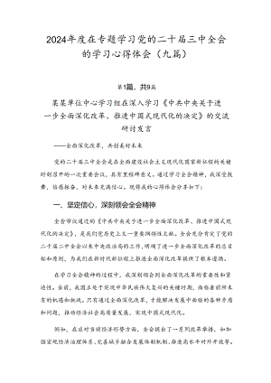 2024年度在专题学习党的二十届三中全会的学习心得体会（九篇）.docx