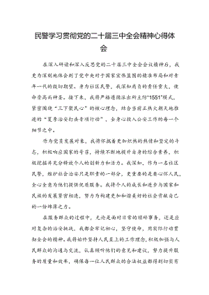 民警学习贯彻党的二十届三中全会精神心得体会.docx