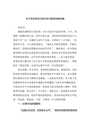 2024关于党支部书记党纪学习教育党课讲稿六篇（最新版）.docx