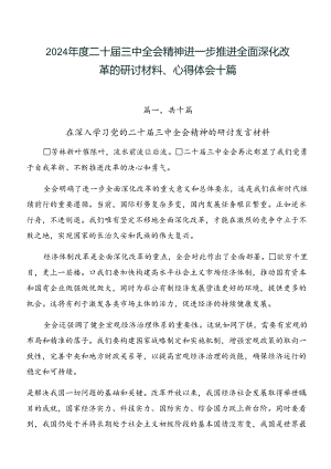2024年度二十届三中全会精神进一步推进全面深化改革的研讨材料、心得体会十篇.docx
