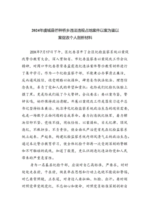 2024年虞城县芒种桥乡违法违规占地案件以案为鉴以案促改个人剖析材料9篇供参考.docx