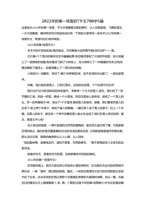 2022年的第一场雪初一作文700字5篇.docx