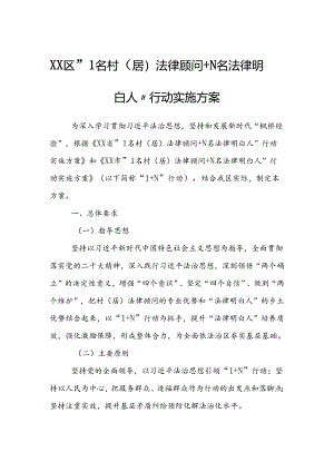XX区“1名村（居）法律顾问+N名法律明白人”行动实施方案.docx